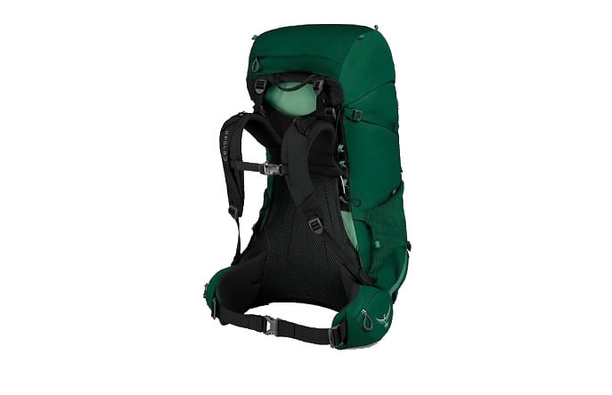 Hiking backpack with suspended mesh frame