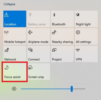 Focus assist to Turn Off Windows 10 Notifications