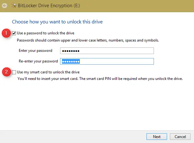 How to set drivers password on Windows
