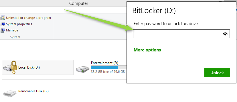 How to set drivers password on Windows