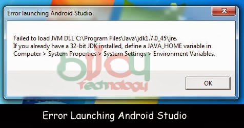 Error launching the android studio